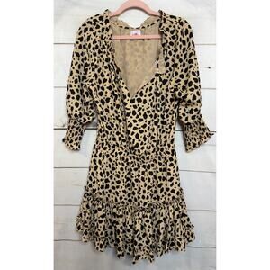 Buddy Love Animal Print Dress Size MED Ruffled Fun Flirty